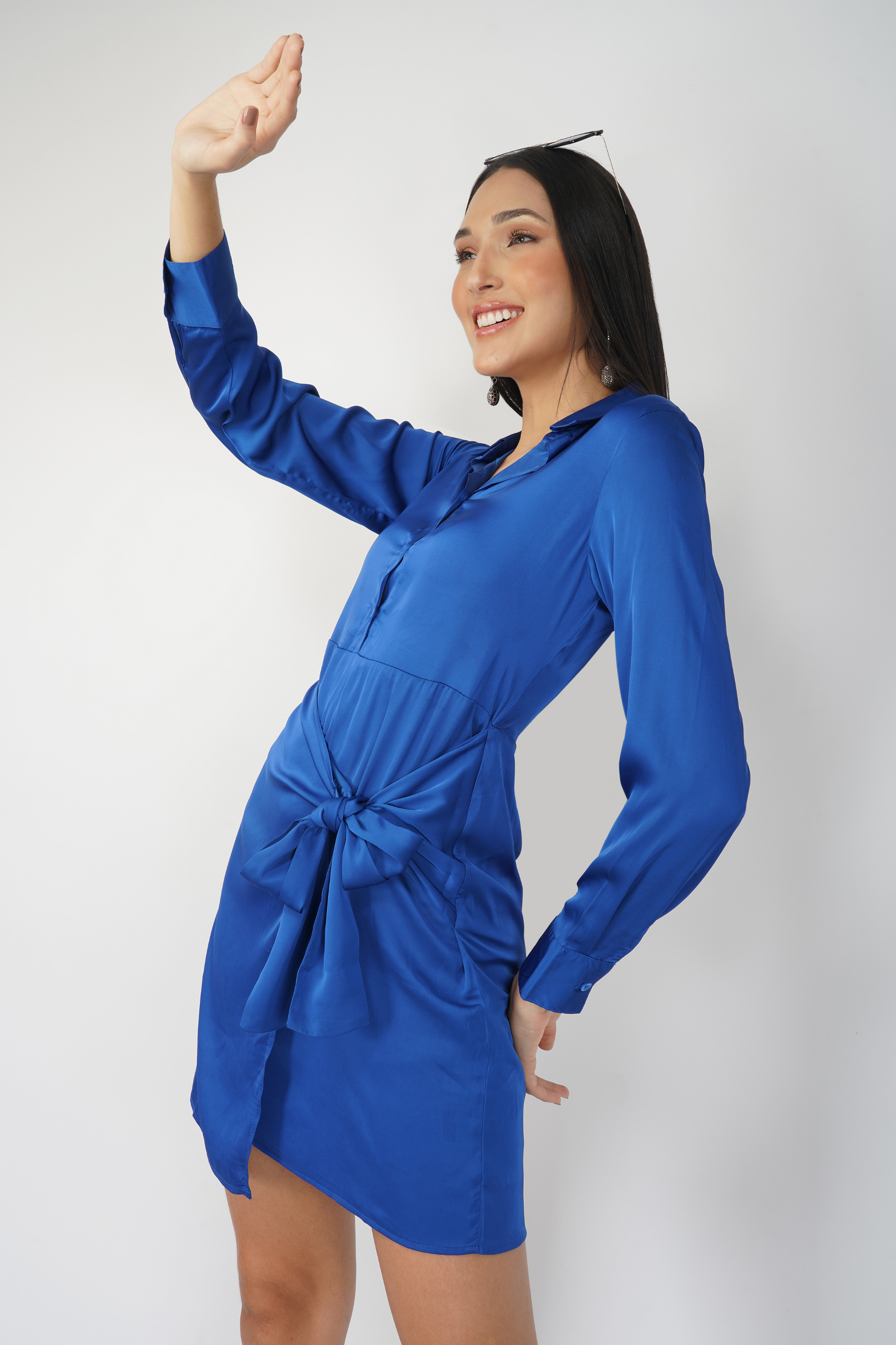 Royal Blue Long Sleeve Shirt Dress