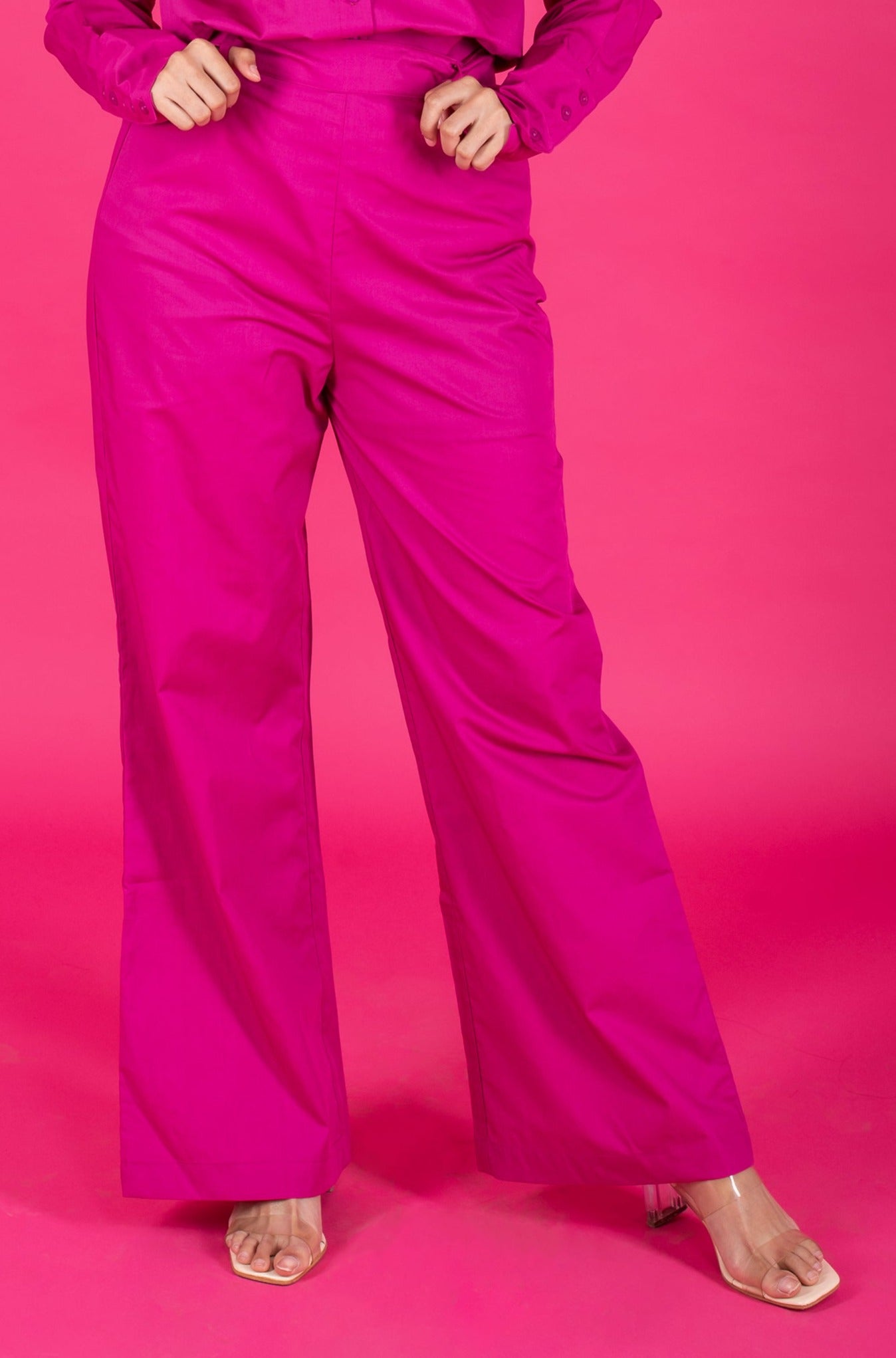 Solid Colour Wide Leg Pants pink