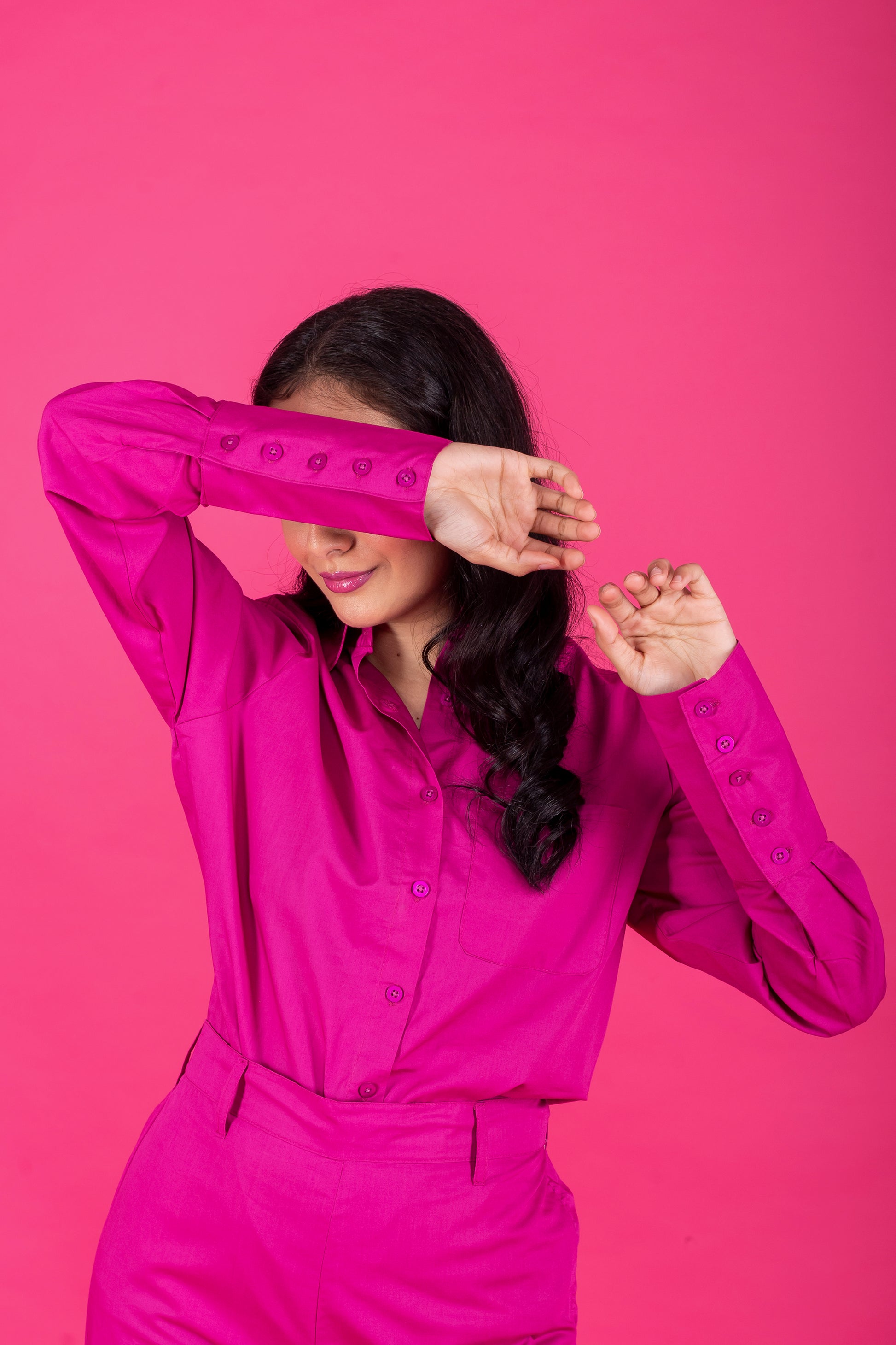 Solid Colour Full Sleeve Shirt Pink