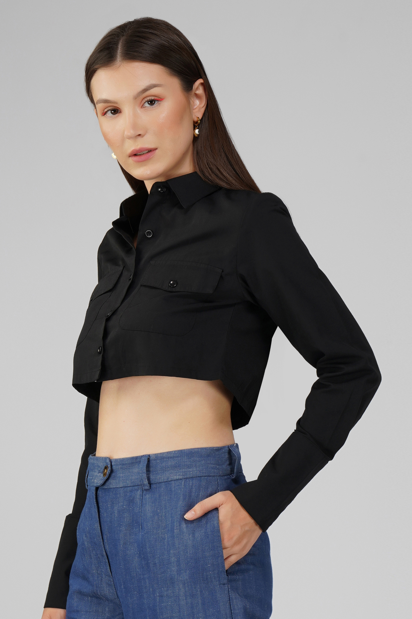 Crop Shirt with Pockets