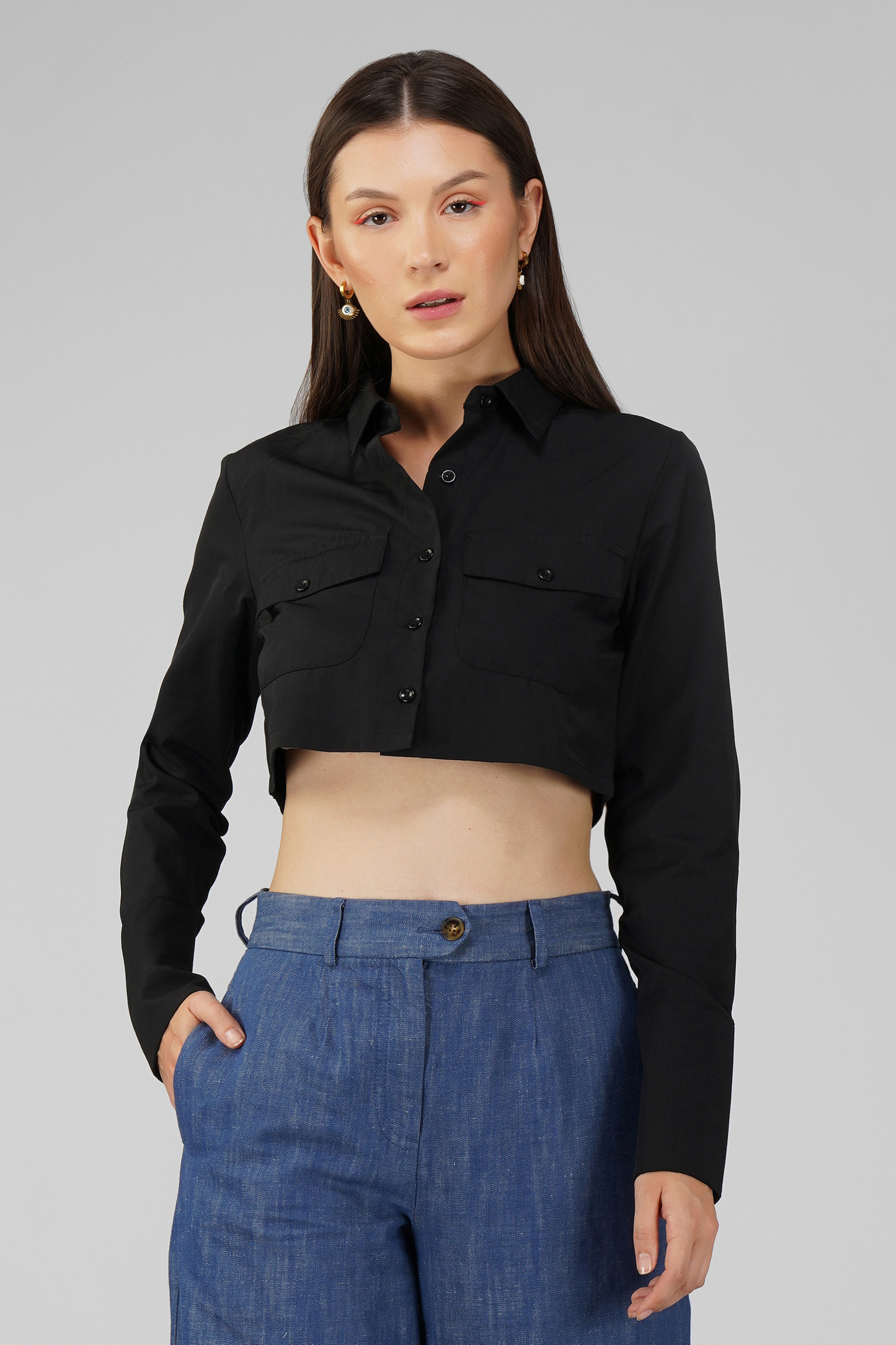 Crop Shirt with Pockets