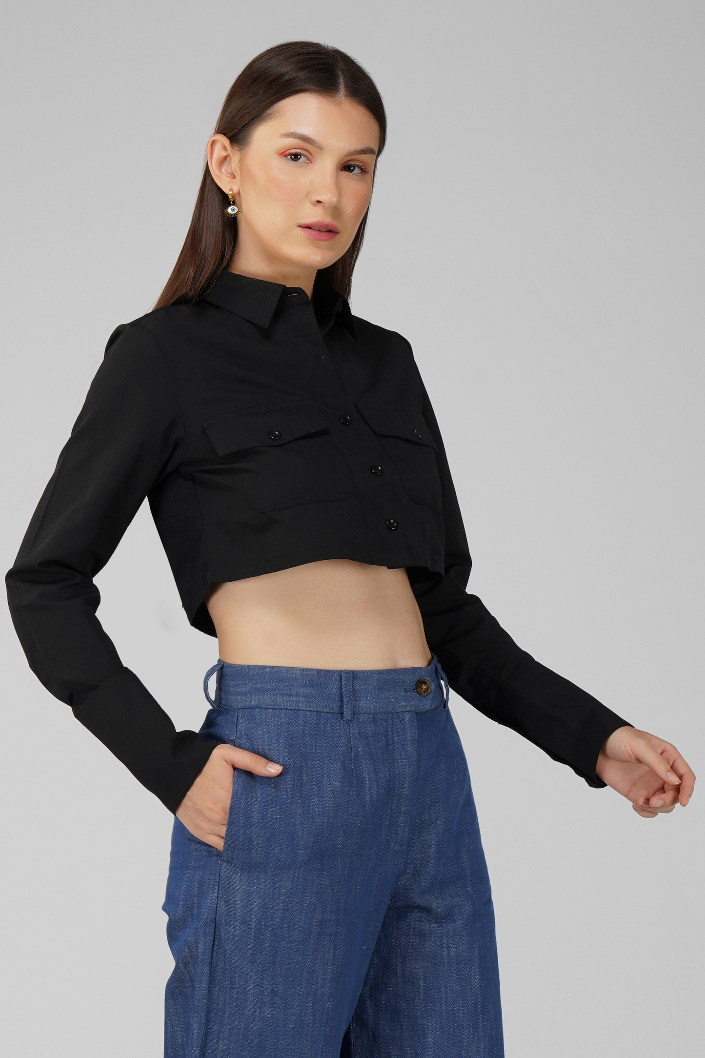 Crop Shirt with Pockets