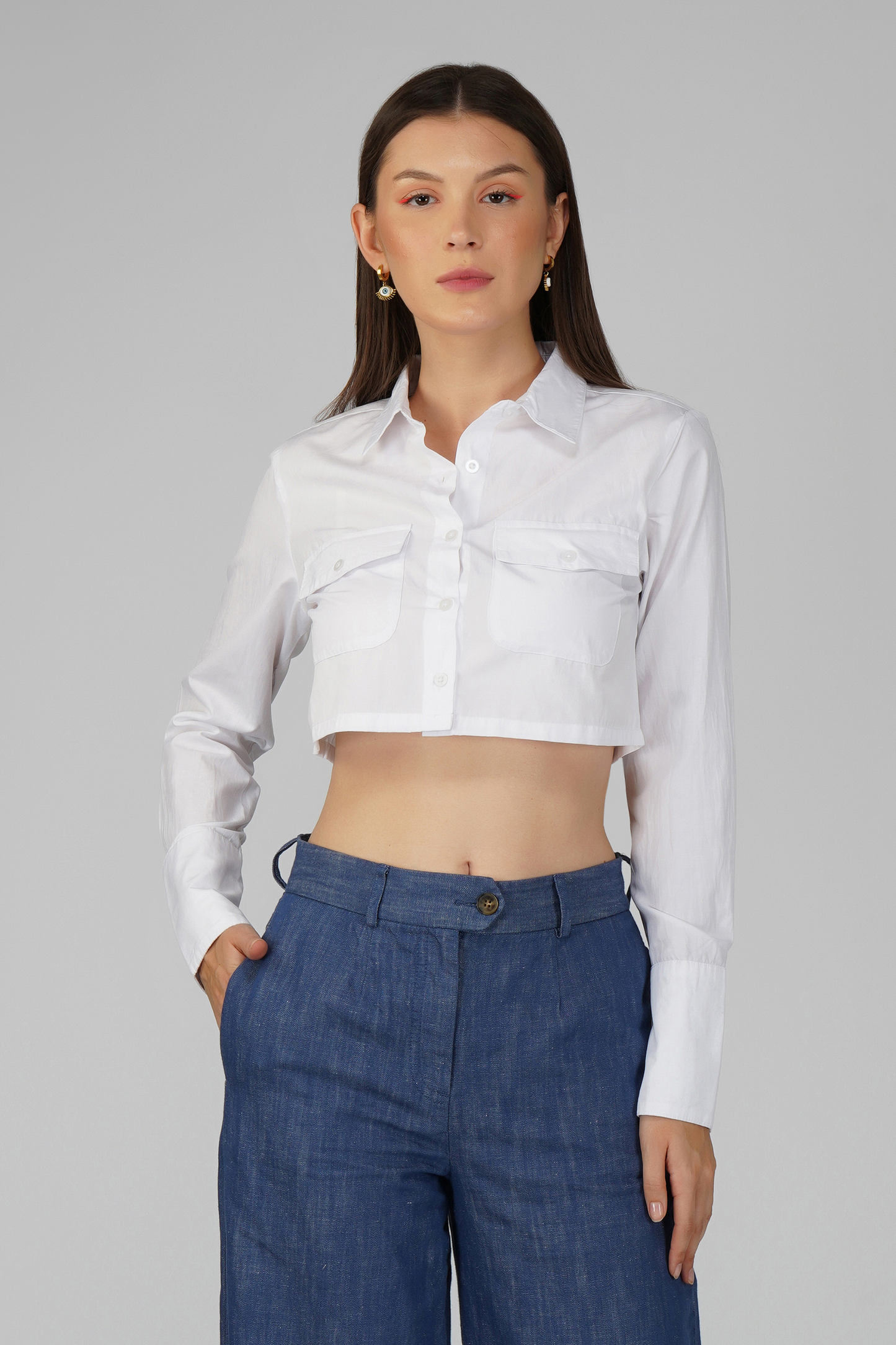 Crop Shirt with Pockets