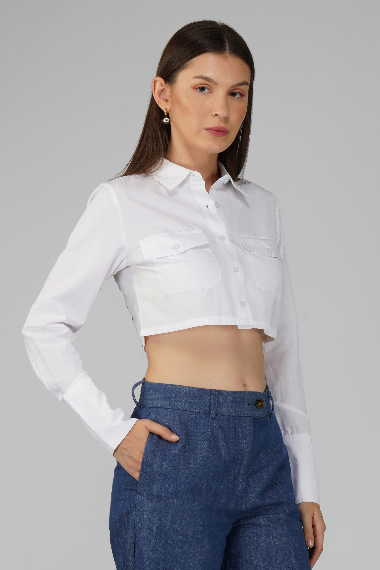 Crop Shirt with Pockets