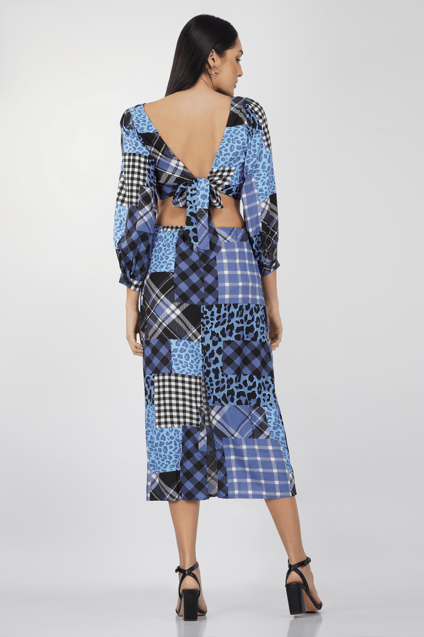 Patchwork Animal Print Cut-out Maxi Dress