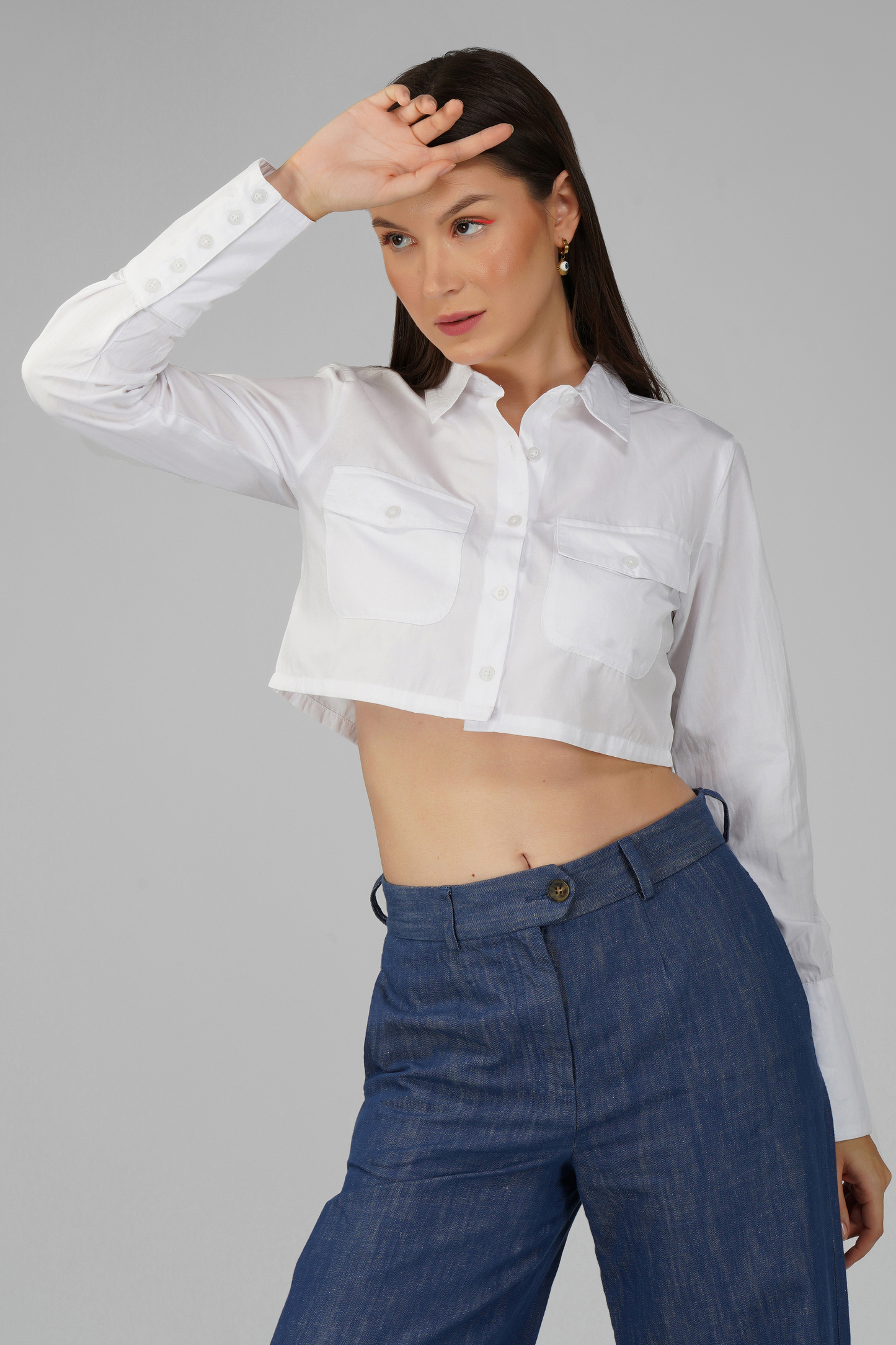 Crop Shirt with Pockets