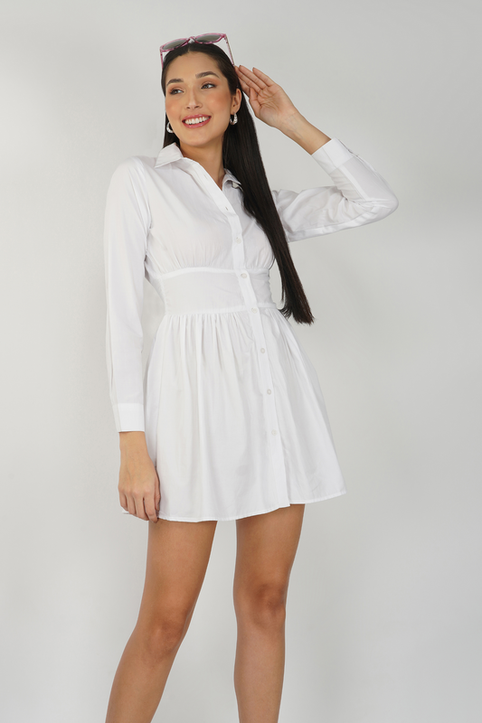 Corset Waist Short Shirt Dress