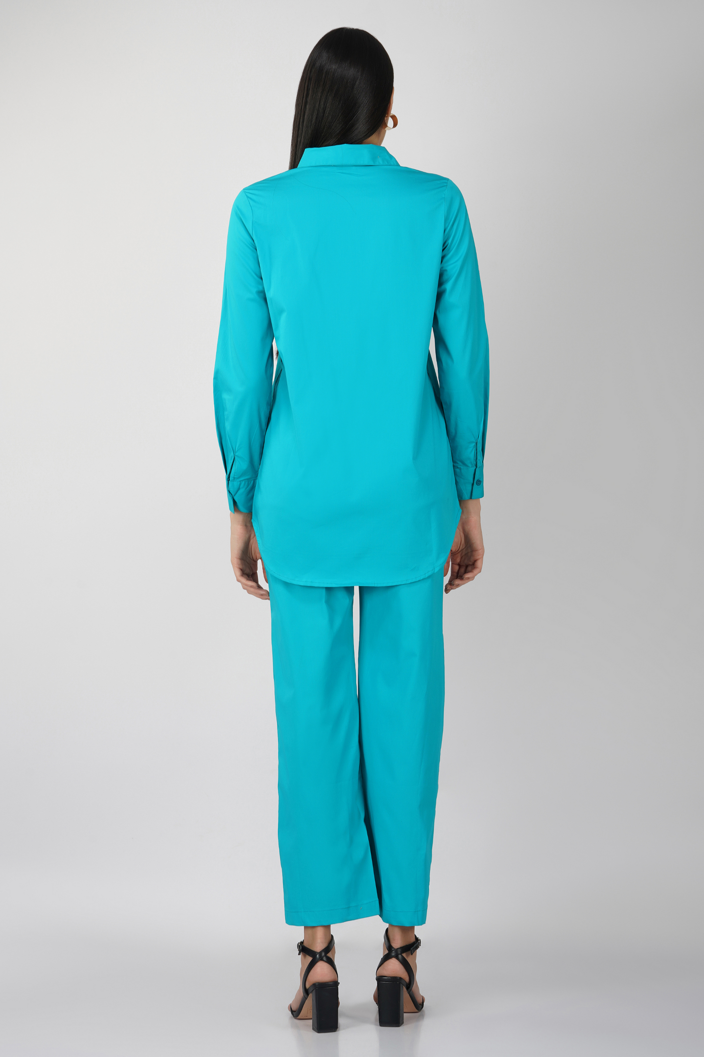 Solid Colour Shirt And Pants Co-Ord Set