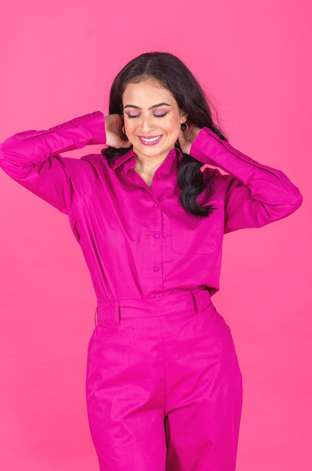 Solid Colour Full Sleeve Shirt Pink