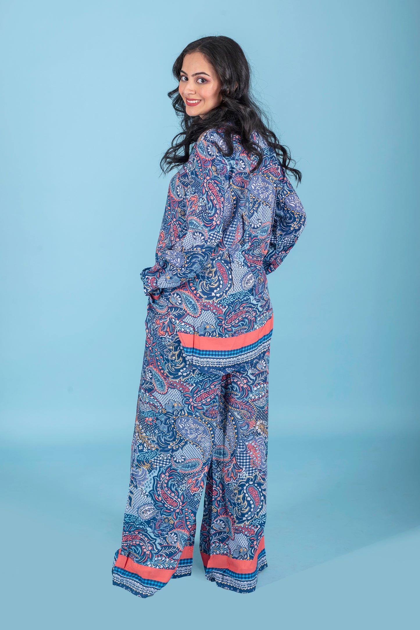 Paisley Digital Print Shirt And Pants Co-Ord Set