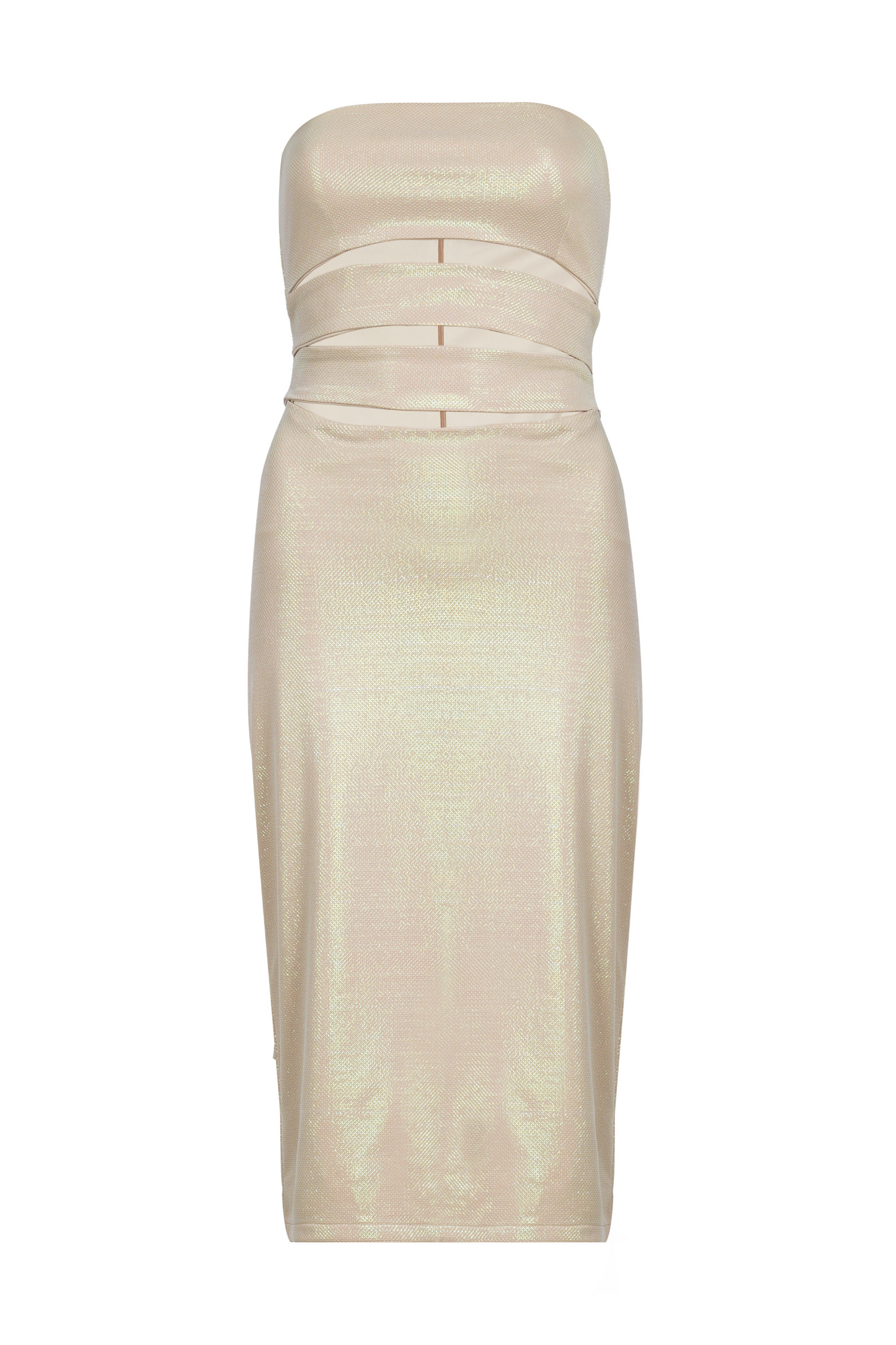 Luxe Beige Cut-out Short Tube Dress