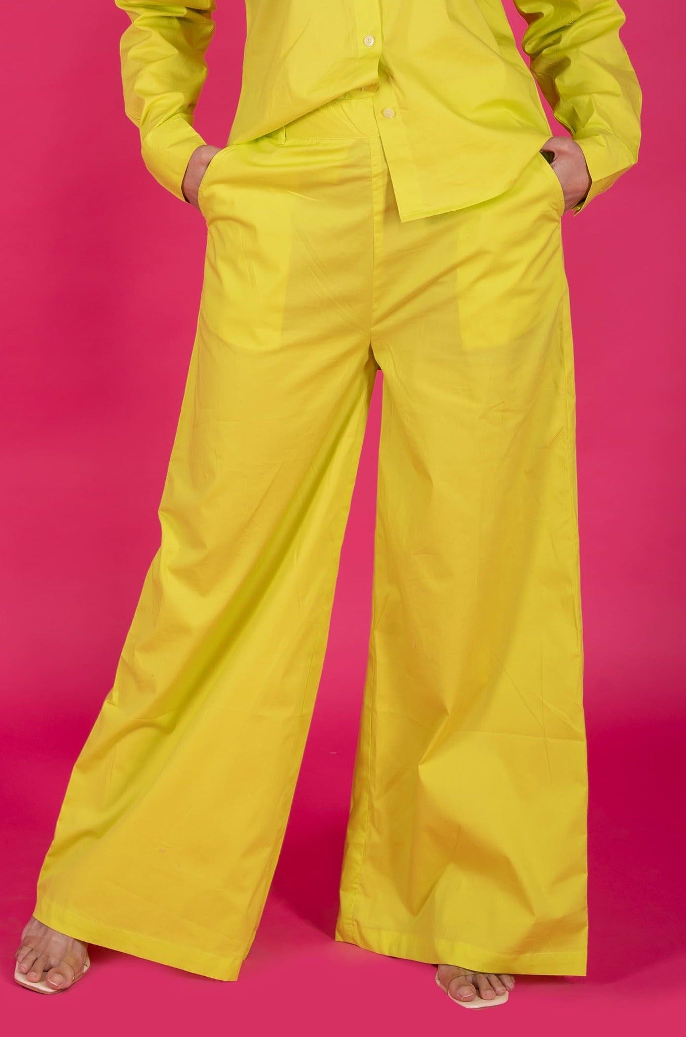 Solid Colour Wide Leg Pants