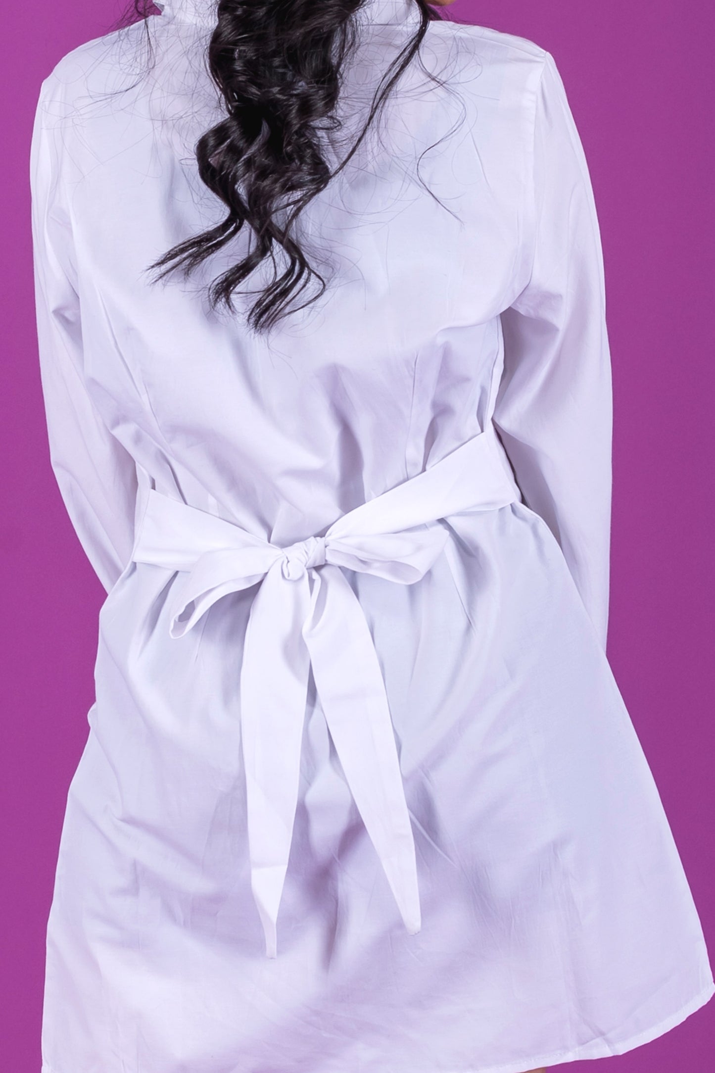 Kimono Sleeve Tie Front Shirt Dress