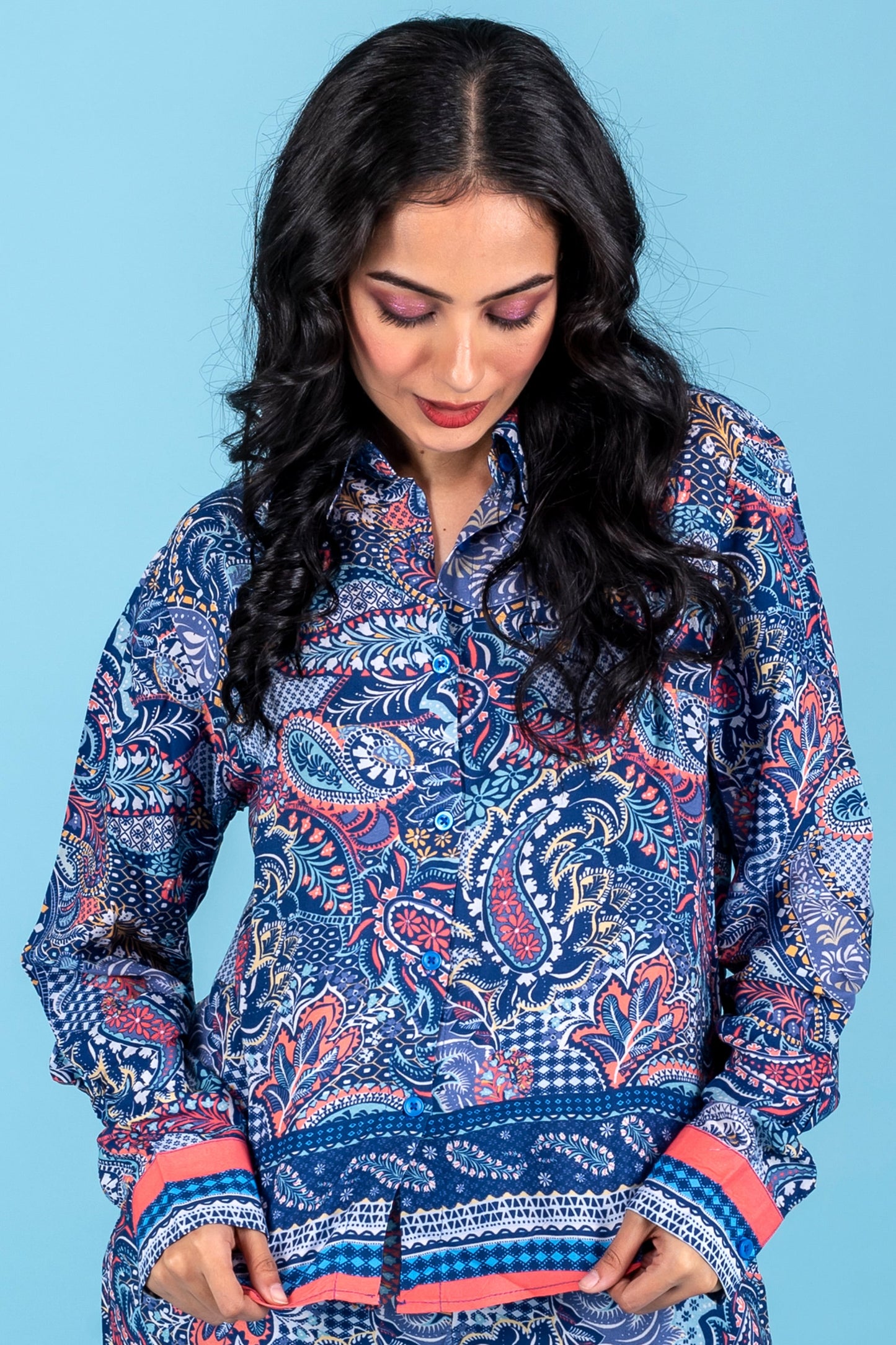 Paisley Digital Print Shirt And Pants Co-Ord Set