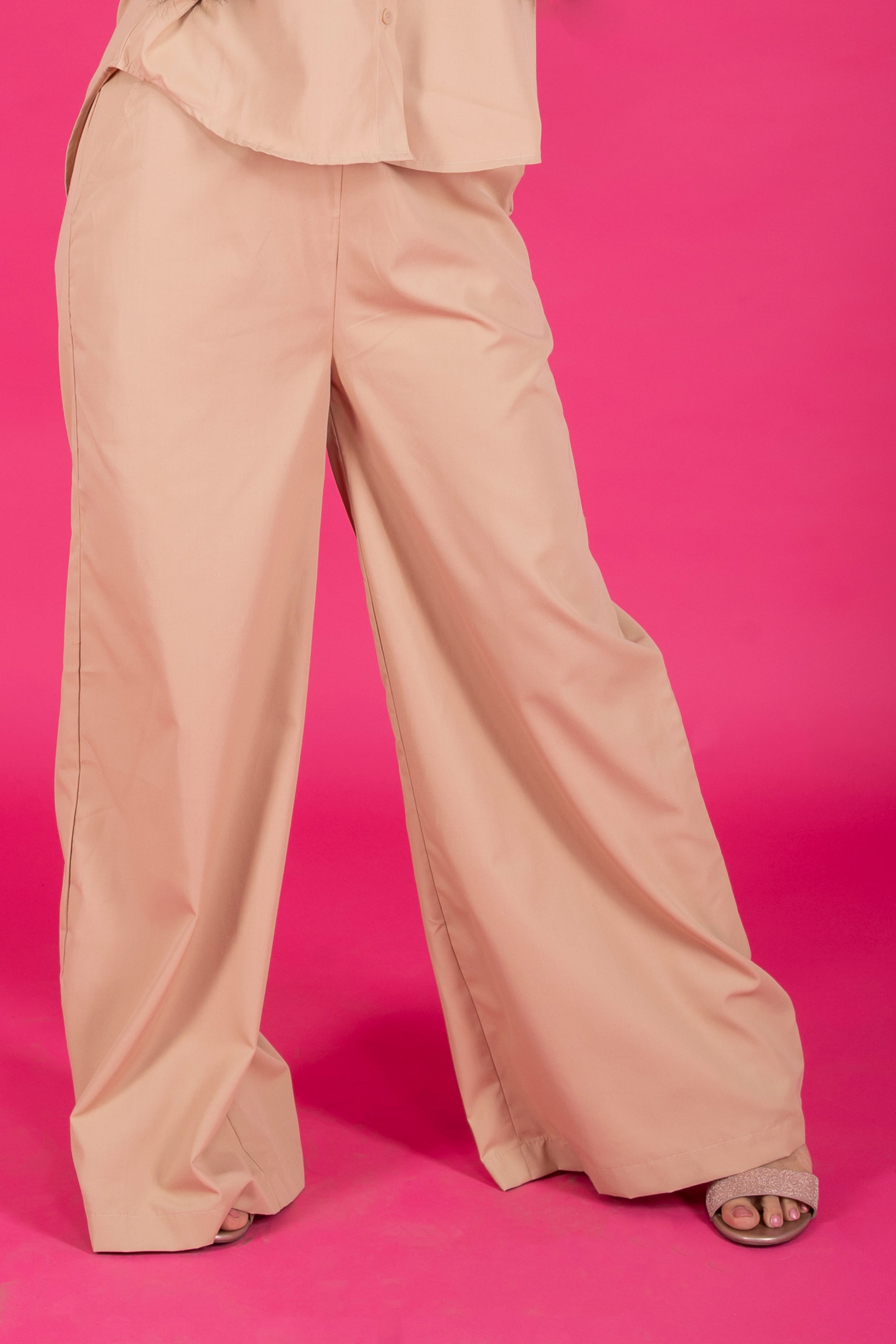 Solid Colour Wide Leg Pants